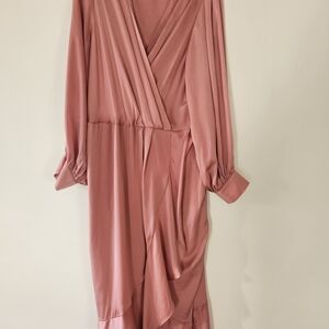 City Chic Mauve Wrap Long Sleeve Midi Dress